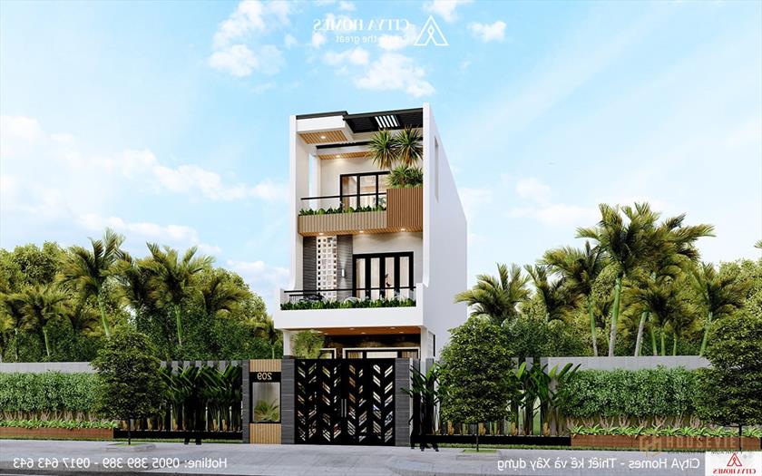 Mặt tiền ấn tượng với gạch bông gió giúp ngôi nhà luôn thông thoáng.