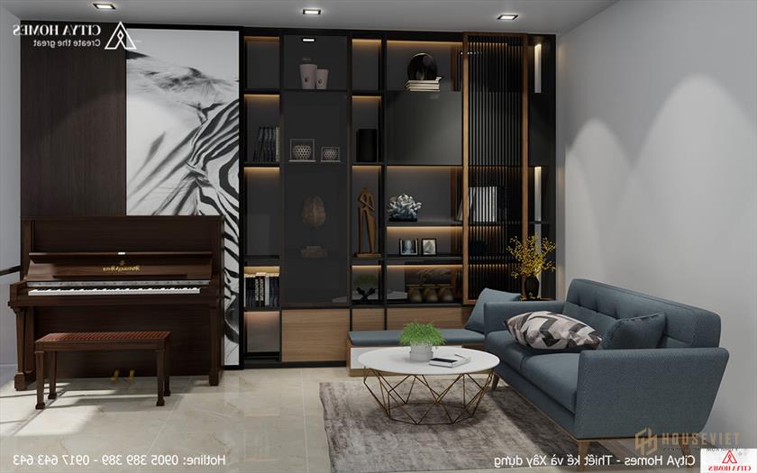 Góc sinh hoạt chung trông thật ấm cúng và bình yên