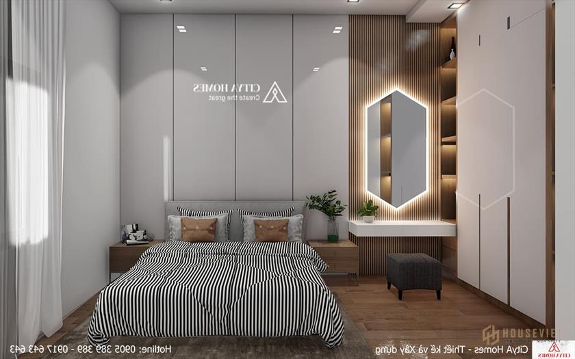 Phòng ngủ với tổng thể đơn giản, trang nhã