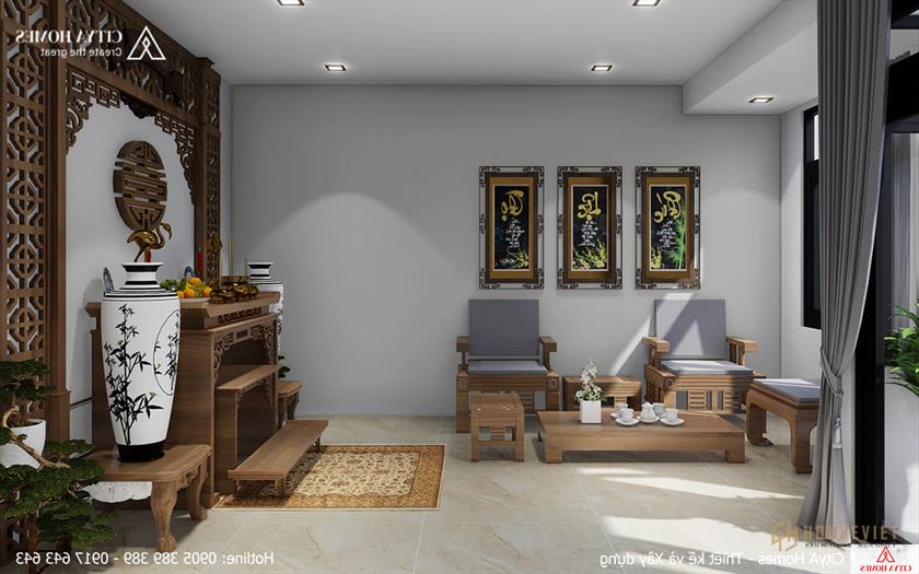 Phòng thờ với thiết kế đậm nét truyền thống