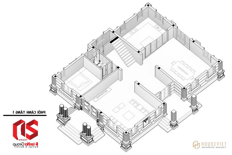Thiết kế biệt thự tân cổ điển 3 tầng Thiết kế biệt thự tân cổ điển 3 tầng