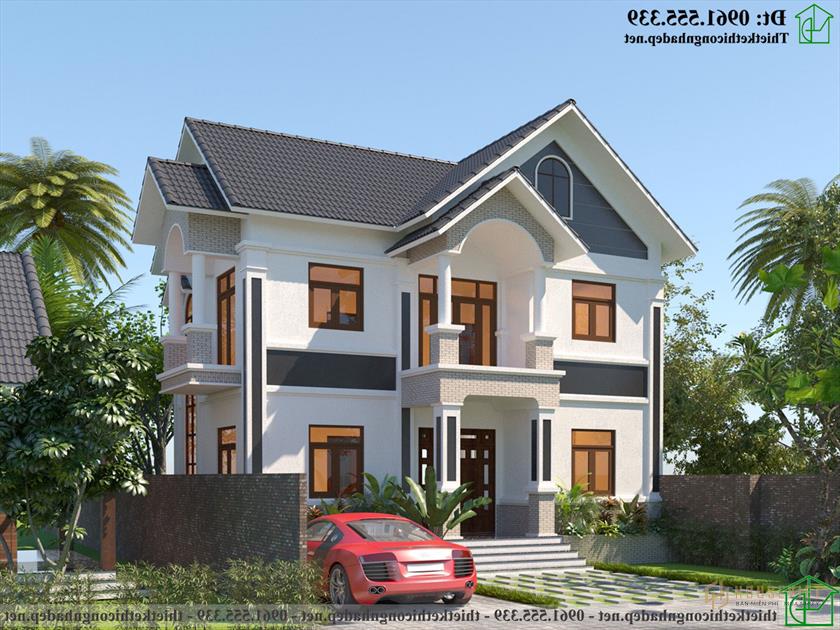 Mẫu thiết kế biệt thự 2 tầng mái thái giá rẻ NDBT2T122