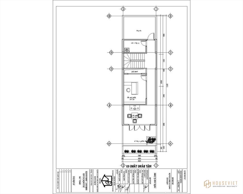 Mặt bằng nội thất nhà phố 3 tầng 4,5x18m ndnp3t42
