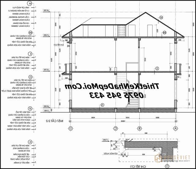Bản vẽ xây nhà 2 tầng 100m2