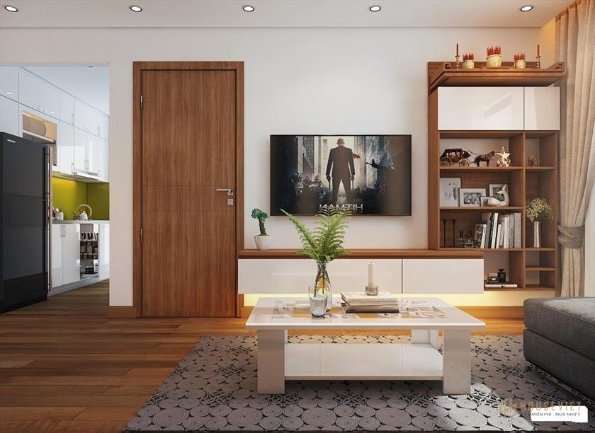 thiết kế phòng khách kết hợp bàn thờ