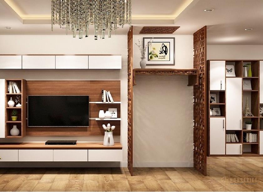 thiết kế phòng khách kết hợp bàn thờ