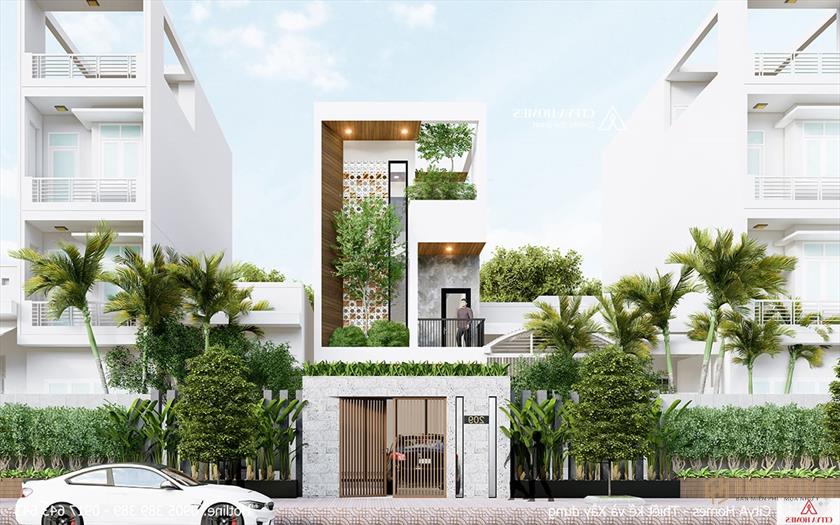 Ngắm nhìn ngôi nhà đẹp và rộng rãi ngập tràn cây xanh