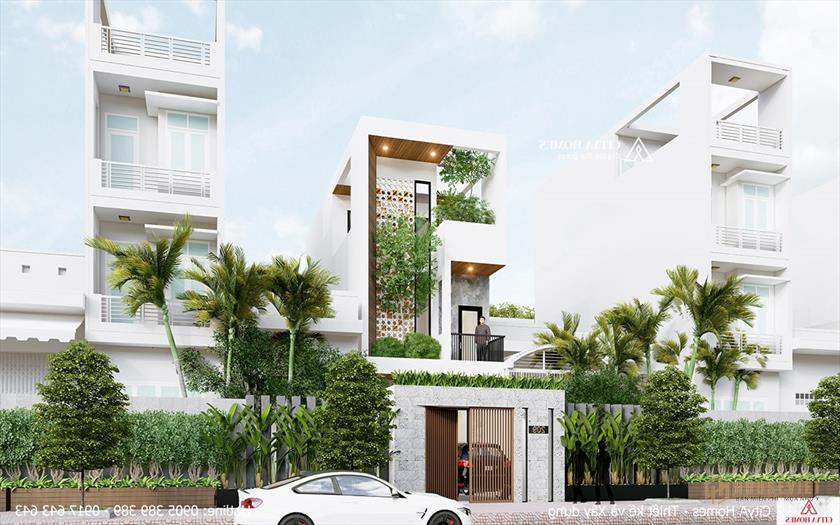 Mặt Tiền 2 Tầng 1 tum Mang Đến Giải Pháp Chiếu Sáng Hiệu Quả