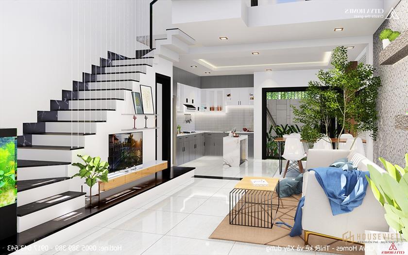 Mẫu thiết kế bậc thang dọc ấn tượng