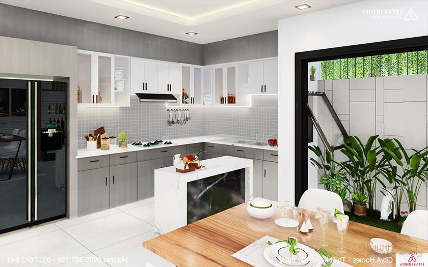 Tủ Bếp Hiện Đại Lấy Màu Xám Làm Chủ Đạo