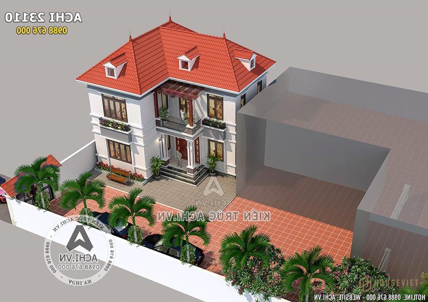 Mẫu nhà 2 tầng đơn giản nhìn từ trên cao