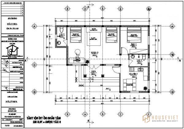 Mặt bằng công năng mẫu nhà cấp 4 đẹp 80m2