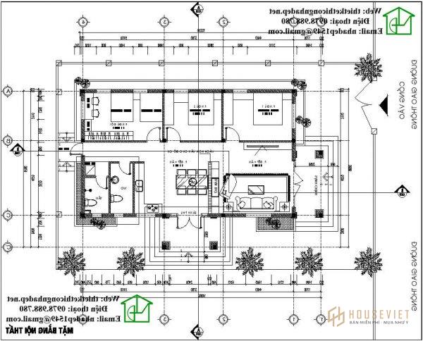 Phương án nội thất nhà cấp 4 mái tôn NDNC443