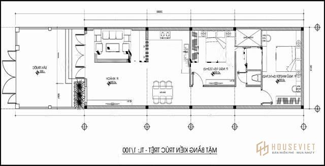 nhà cấp 4 đơn giản 2 phòng ngủ