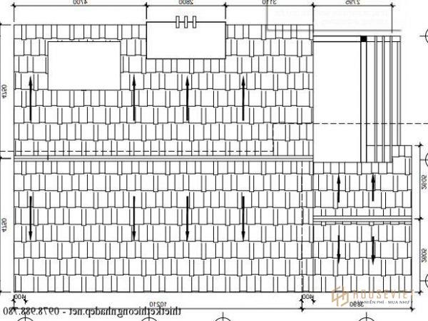 mặt bằng biệt thự mái thái 8,7x12m