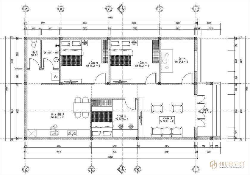 mẫu nhà cấp 4 8x14m