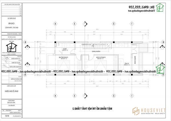 Phương án mặt bằng 1 mẫu nhà ống 2 tầng 1 tum 5x13m