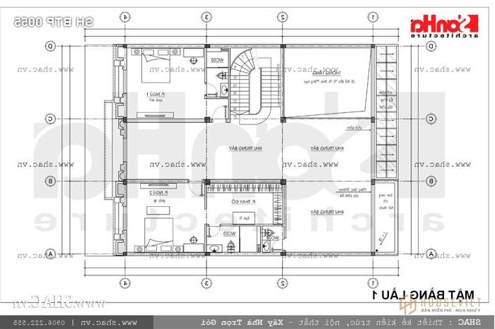 Mặt bằng tầng 1 biệt thự sh btp 0055