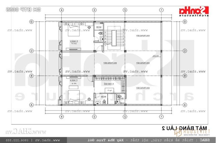 Mặt bằng tầng 2 biệt thự sh btp 0055