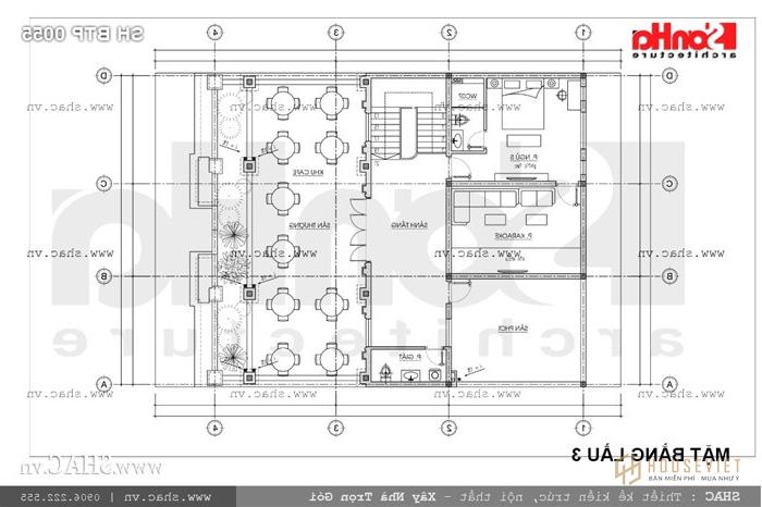 Mặt bằng tầng 3 biệt thự sh btp 0055