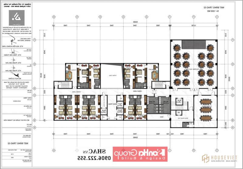 Bản vẽ thiết kế tầng 2 nhà khách quân khu