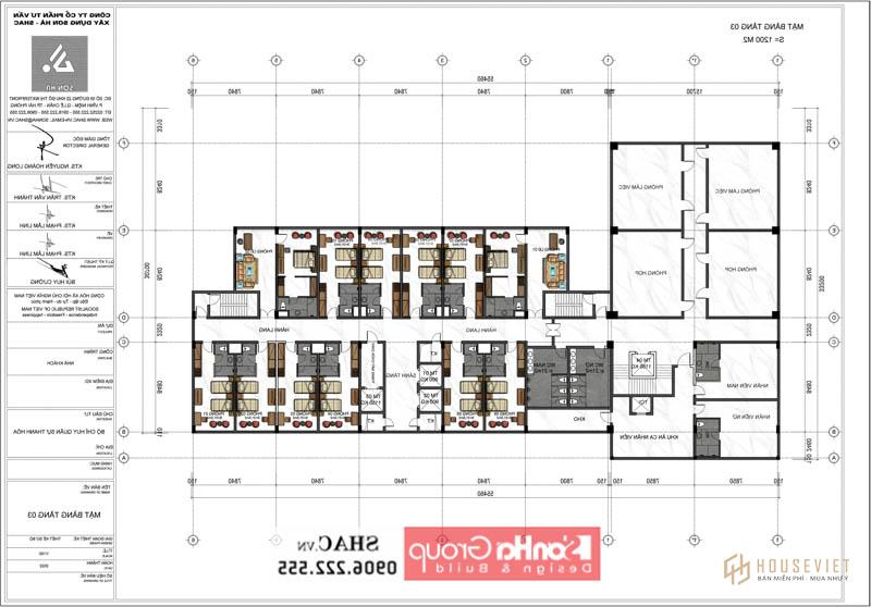 Bản vẽ thiết kế tầng 3 nhà khách quân khu