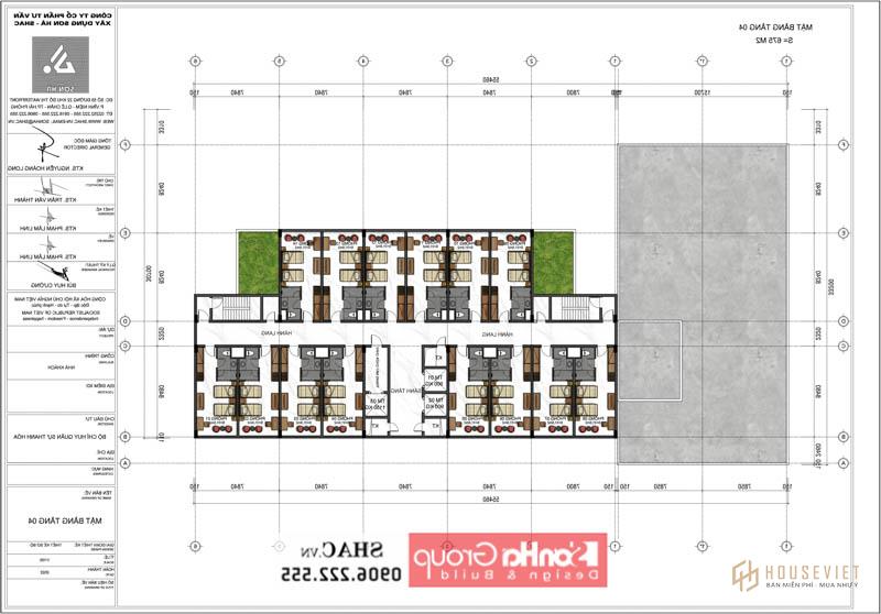 Bản vẽ thiết kế tầng 4 nhà khách quân khu