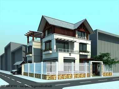 BST mẫu nhà 3 tầng mái thái 2 mặt tiền hiện đại năm 2022