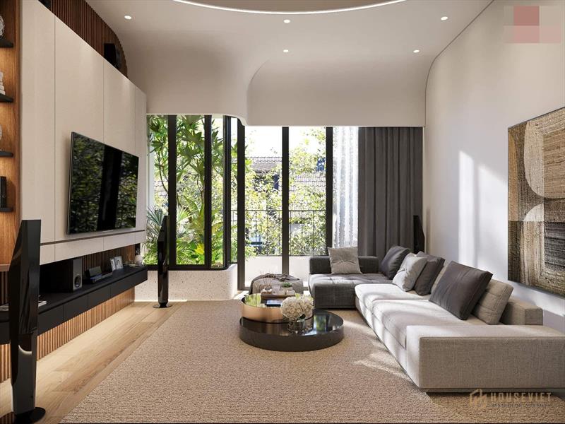 Nhà ống được thiết kế thông thoáng, cho gió len lỏi vào nhà, mang thiên nhiên vào tận giường ngủ của vợ chồng trẻ.