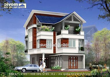 Mẫu nhà chữ L 3 tầng hiện đại đẹp cuốn hút - MV1547