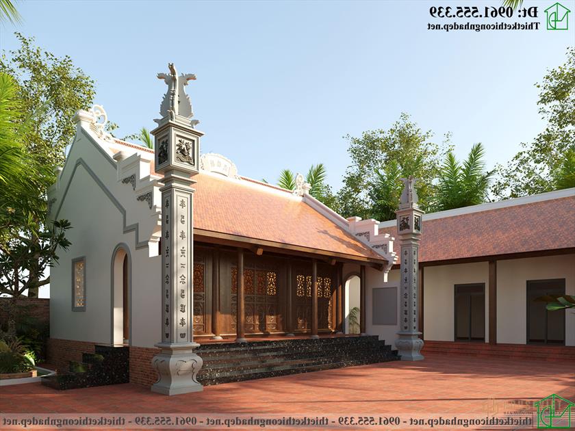 Mẫu nhà thờ họ và nhà 1 tầng hiện đại NDNTH24