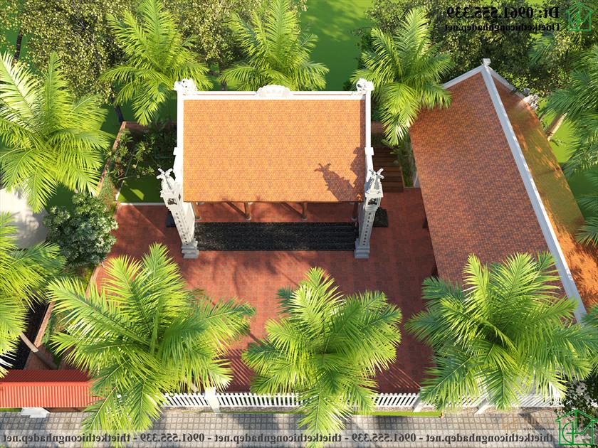 Thi công nhà thờ họ bê tông giả gỗ tại Hưng Yên 10x8m NDNTH24