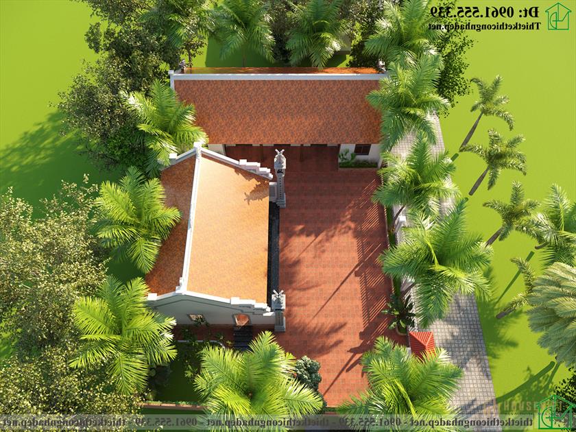 Phối cảnh tổng thể mẫu nhà thờ đẹp bê tông 10x8m NDNTH24