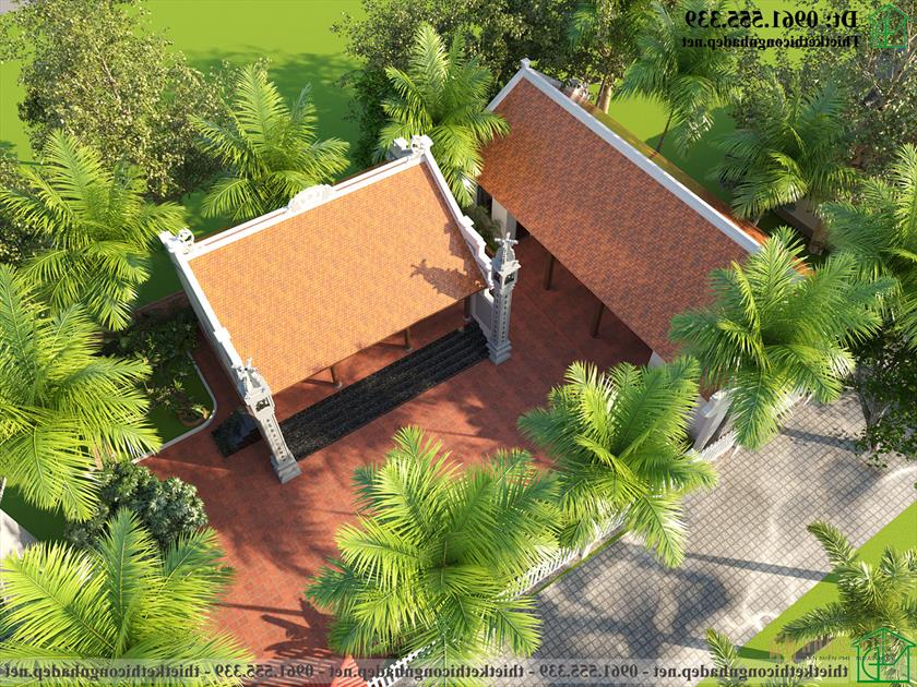 Mẫu nhà thờ họ bê tông giả gỗ đẹp NDNTH24