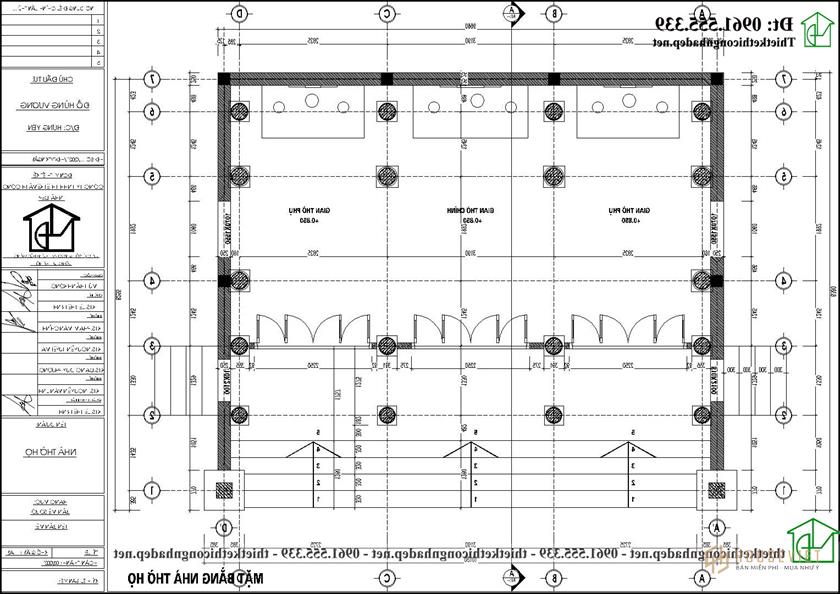 Phương án nội thất nhà thờ họ bê tông giả gỗ NDNTH24