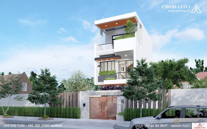 Mặt tiền nổi bật nhờ cách bố trí cây xanh