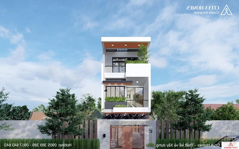 Mặt tiền theo phong cách hiện đại và tươi mới