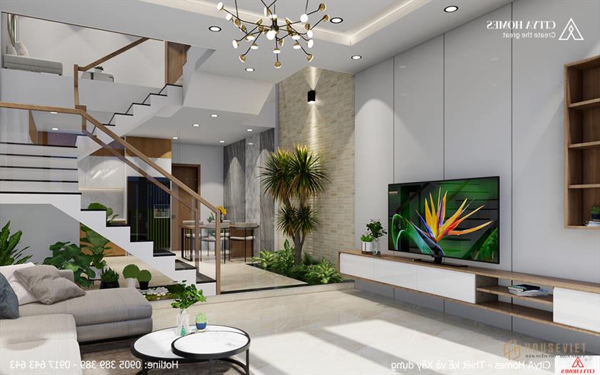 Phòng khách rộng rãi, thoáng mát nhờ thiết kế thông minh