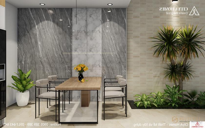 Một góc bếp được tích hợp không gian xanh ấn tượng