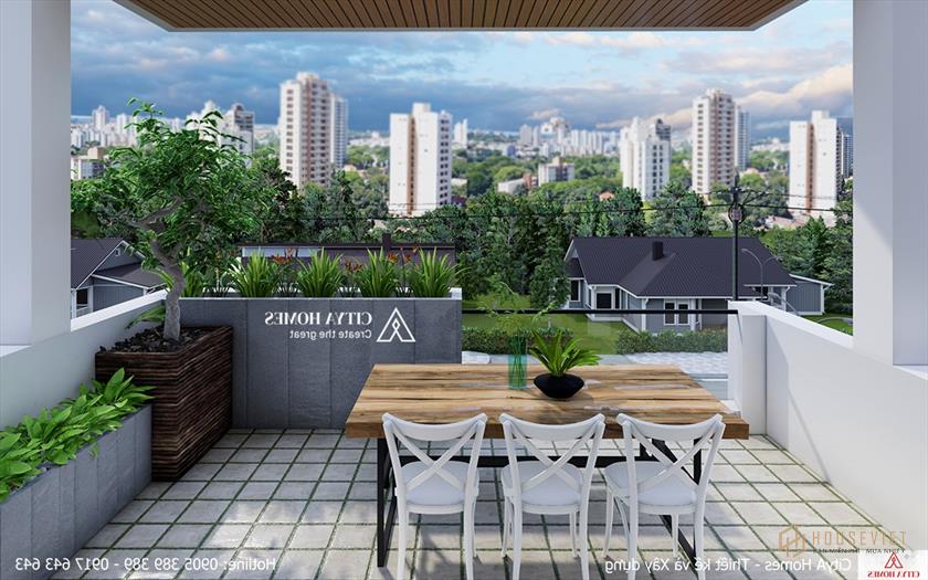 Không gian tầng thượng se lạnh và thư thái