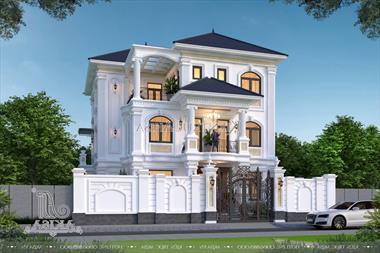 Mẫu thiết kế biệt thự 3 tầng tân cổ điển đẹp 5 phòng ngủ (TGĐ: Anh Văn - Quốc Oai) BT32467