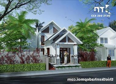 Mẫu Nhà Phố 1 Tầng Mái Thái Có Gác Lửng 5 × 16 Cô Giang