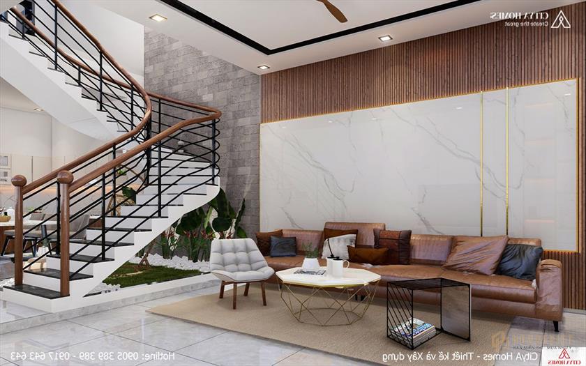 Sofa Da Mềm Màu Gỗ hài hòa với Tông Màu Tổng Thể Của Ngôi Nhà