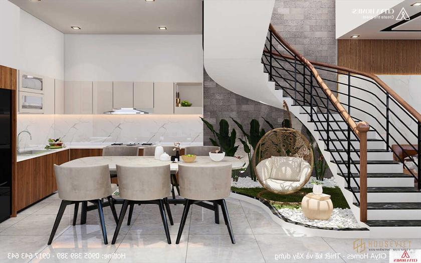 Không gian được tận dụng mọi nơi để trang trí thẩm mỹ hơn và bớt trống trải