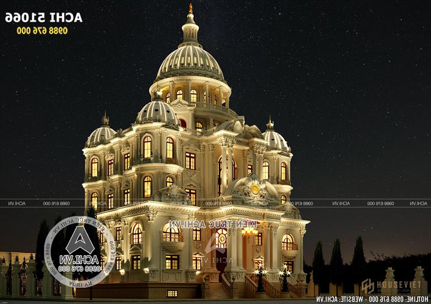 Một góc nhìn đẹp về không gian ngoại thất của ngôi biệt thự lâu đài đẹp