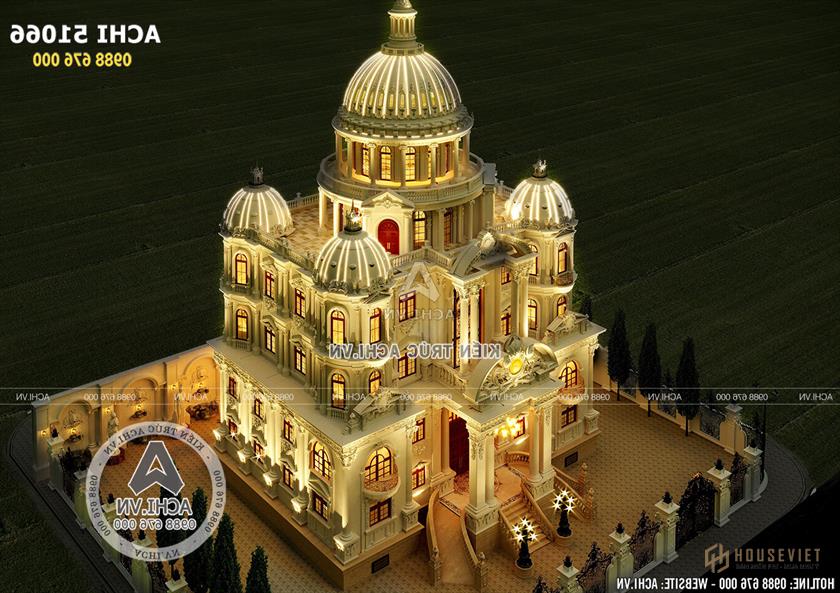 Toàn cảnh không gian ngoại thất của siêu biệt thự ở Hải Dương khi nhìn từ trên cao