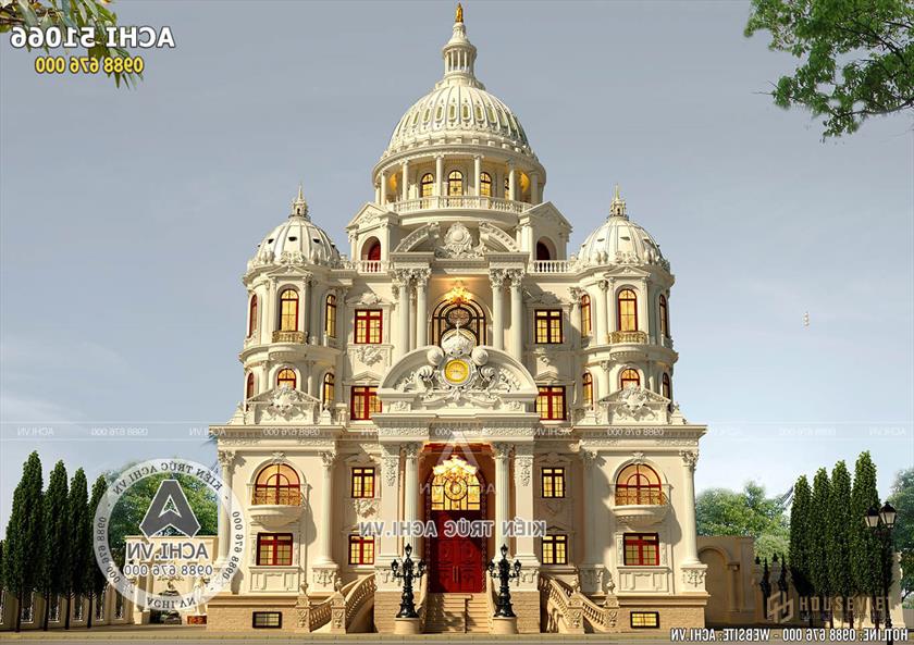 Không gian mặt tiền đẹp của siêu lâu đài, dinh thự đẹp như hoàng cung ở Hải Dương