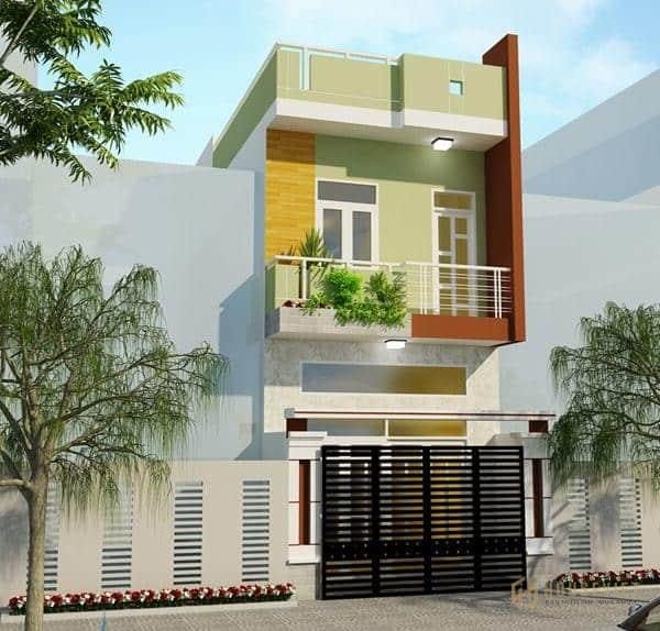 Nhà 2 tầng mái bằng hiện đại