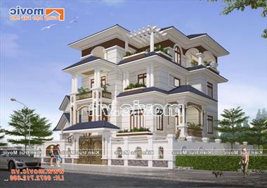 Mẫu biệt thự 4 tầng Châu Âu đẹp, bắt mắt - MB19401