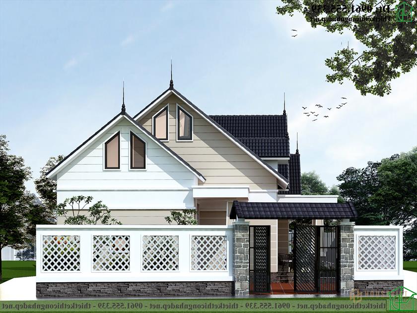 Mẫu nhà vườn 1 tầng 3 phòng ngủ đẹp NDBT1T123